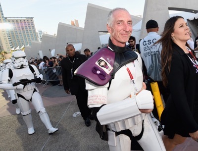 SAN DIEGO, CA - JULY 10:  Following the `Star Wars` Hall H presentation at Comic-Con International 2015 at the San Diego Convention Center in San Diego, Calif., 501st Legion member, Kevin Doyle and the audience of more than 6000 fans walked to a surprise `Star Wars` Fan Concert performed by the San Diego Symphony, featuring the classic `Star Wars` music of composer John Williams, at the Embarcadero Marina Park South on July 10, 2015 in San Diego, California.  (Photo by Michael Buckner/Getty Images for Disney) *** Local Caption *** Kevin Doyle