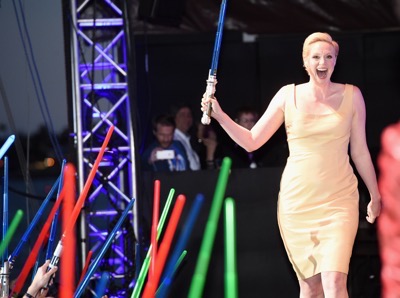 SAN DIEGO, CA - JULY 10:  Actress Gwendoline Christie and more than 6000 fans enjoyed a surprise "Star Wars" Fan Concert performed by the San Diego Symphony, featuring the classic "Star Wars" music of composer John Williams, at the Embarcadero Marina Park South on July 10, 2015 in San Diego, California.  (Photo by Michael Buckner/Getty Images for Disney) *** Local Caption *** Gwendoline Christie
