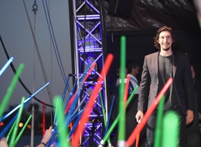 SAN DIEGO, CA - JULY 10:  Adam Driver and more than 6000 fans enjoyed a surprise "Star Wars" Fan Concert performed by the San Diego Symphony, featuring the classic "Star Wars" music of composer John Williams, at the Embarcadero Marina Park South on July 10, 2015 in San Diego, California.  (Photo by Michael Buckner/Getty Images for Disney) *** Local Caption *** Adam Driver