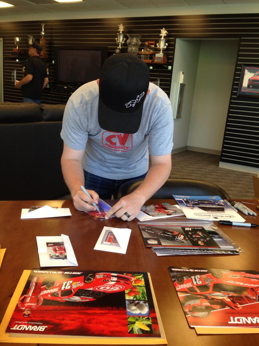 Justin Allgaier signing fanmail autograph