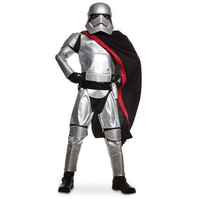 Captain Phasma Costume for Kids - Star Wars: The Force Awakens. .Available at Disney Store.MSRP: $59.95.Available: September 4. .Loyal soldiers in the First Order will cut an imposing figure in our Captain Phasma Costume for Kids. The silver suit is accompanied by a mask, belt with pouch, and a cape perfect for making sweeping entrances.
