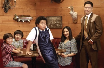 TV STILL -- DO NOT PURGE -- FRESH OFF THE BOAT - ABC's "Fresh Off the Boat" stars Forrest Wheeler as Emery, Ian Chen as Evan, Hudson Yang as Eddie, Constance Wu as Jessica and Randall Park as Louis. (ABC/Bob D'Amico)