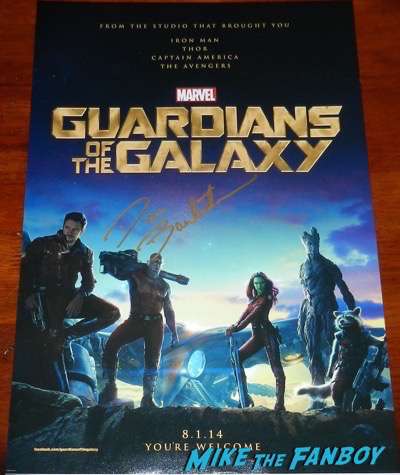 Dave Bautista signed guardians of the galaxy teaser poster
