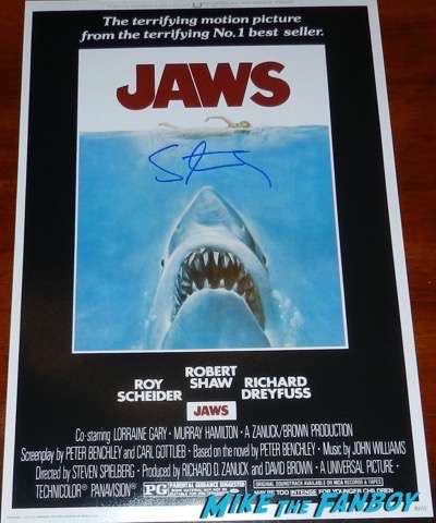Steven Spielberg signed autograph jaws poster 