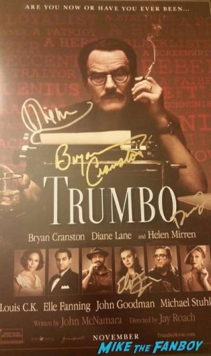 Trumbo signed autograph poster elle fanning bryan cranston helen mirren diane lane