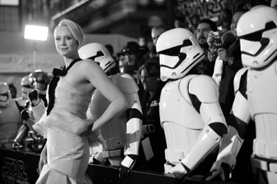 HOLLYWOOD, CA - DECEMBER 14: (EDITORS NOTE: Image has been shot in black and white. Color version not available.) Actress Gwendoline Christie attends the World Premiere of ?Star Wars: The Force Awakens? at the Dolby, El Capitan, and TCL Theatres on December 14, 2015 in Hollywood, California.  (Photo by Charley Gallay/Getty Images for Disney) *** Local Caption *** Gwendoline Christie