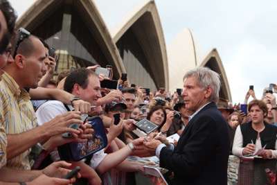 SYDNEY, AUSTRALIA - DECEMBER 10:  Harrison Ford attends the Star Wars: The Force Awakens fan event at Sydney Opera House on December 10, 2015 in Sydney, Australia.  (Photo by Brendon Thorne/Getty Images for Walt Disney Studios) *** Local Caption *** Harrison Ford