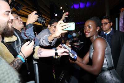 MEXICO CITY, MEXICO - DECEMBER 08: Actress Lupita Nyong'o attends the Fan Event and Q&A of Star Wars The Force Awakens at the Cinemex Antara In Mexico City, Mexico, December 08, 2015. The World Premiere will be the next December 18. (Photo by Victor Chavez/Getty Images for Walt Disney Studios)