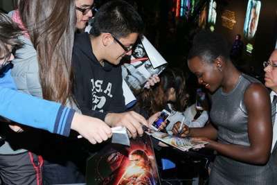 MEXICO CITY, MEXICO - DECEMBER 08: Actress Lupita Nyong'o attends the Fan Event and Q&A of Star Wars The Force Awakens at the Cinemex Antara In Mexico City, Mexico, December 08, 2015. The World Premiere will be the next December 18. (Photo by Victor Chavez/Getty Images for Walt Disney Studios)