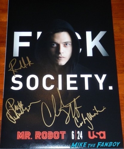 Mr Robot signed autograph poster Rami Malek Portia Doubleday Christian Slater Carly Chaikin