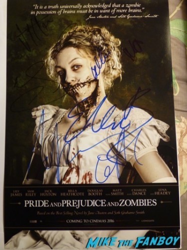Pride Prejudice and Zombies cast signed autograph poster lily james