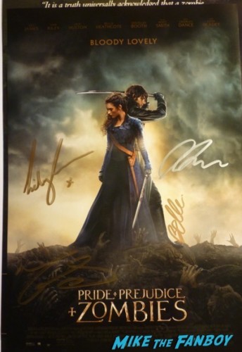 Pride Prejudice and Zombies cast signed autograph poster lily james