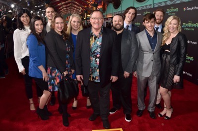 HOLLYWOOD, CA - FEBRUARY 17:  Executive producer John Lasseter (C) and friends attend the Los Angeles premiere of Walt Disney Animation Studios' "Zootopia" on February 17, 2016 in Hollywood, California.  (Photo by Alberto E. Rodriguez/Getty Images for Disney) *** Local Caption *** John Lasseter