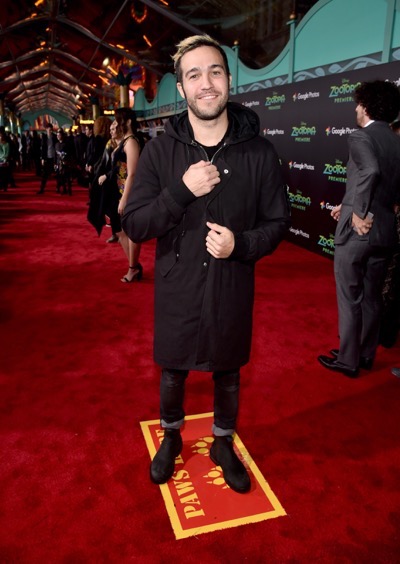 HOLLYWOOD, CA - FEBRUARY 17:  Musician Pete Wentz of Fall Out Boy attends the Los Angeles premiere of Walt Disney Animation Studios' "Zootopia" on February 17, 2016 in Hollywood, California.  (Photo by Alberto E. Rodriguez/Getty Images for Disney) *** Local Caption *** Pete Wentz