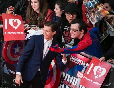 London UK : Tom Holland attends the European Premiere Of Marvel's "Captain America: Civil War” in London on April 26th, 2016. (Credit  : StingMedia for Disney)