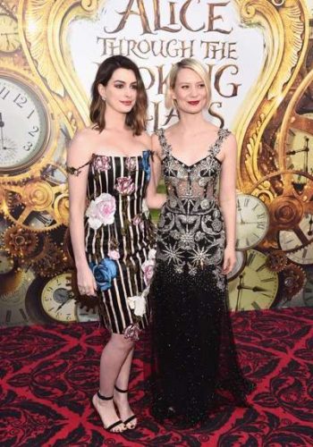 HOLLYWOOD, CA - MAY 23: Actresses Anne Hathaway and Mia Wasikowska attend Disneyís 'Alice Through the Looking Glass' premiere with the cast of the film, which included Johnny Depp, Anne Hathaway, Mia Wasikowska and Sacha Baron Cohen at the El Capitan Theatre on May 23, 2016 in Hollywood, California. (Photo by Alberto E. Rodriguez/Getty Images for Disney) *** Local Caption *** Anne Hathaway; Mia Wasikowska