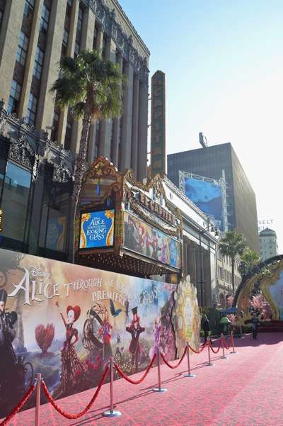HOLLYWOOD, CA - MAY 23:  A view of the atmosphere at Disneyís 'Alice Through the Looking Glass' premiere with the cast of the film, which included Johnny Depp, Anne Hathaway, Mia Wasikowska and Sacha Baron Cohen at the El Capitan Theatre on May 23, 2016 in Hollywood, California.  (Photo by Charley Gallay/Getty Images for Disney)