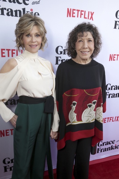 Jane Fonda and Lily Tomlin seen at Season Two Premiere of Netflix original series "Grace and Frankie" on Sunday, May 1, 2016, in Los Angeles, CA. (Photo by Eric Charbonneau/Invision for Netflix/AP Images)