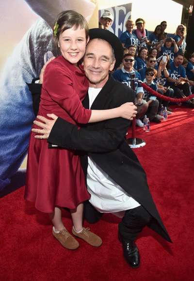 HOLLYWOOD, CA - JUNE 21:  Actress Ruby Barnhill (L) and actor Mark Rylance arrive on the red carpet for the US premiere of Disney's "The BFG," directed and produced by Steven Spielberg. A giant sized crowd lined the streets of Hollywood Boulevard to see stars arrive at the El Capitan Theatre. "The BFG" opens in U.S. theaters on July 1, 2016, the year that marks the 100th anniversary of Dahl's birth, at the El Capitan Theatre on June 21, 2016 in Hollywood, California.  (Photo by Alberto E. Rodriguez/Getty Images for Disney) *** Local Caption *** Ruby Barnhill; Mark Rylance