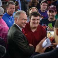 Tim Kaine meeting fans signing autographs hillary clinton rally 1