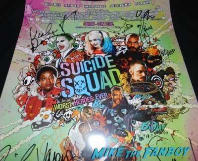 suicide squad cast autograph poster comic con 2016 sdcc