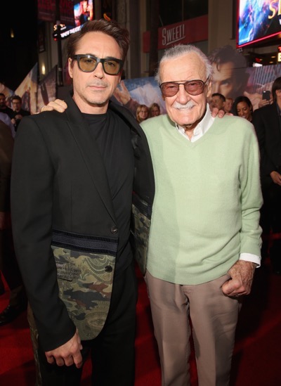 HOLLYWOOD, CA - OCTOBER 20:  Actor Robert Downey Jr. (L) and executive producer Stan Lee attend The Los Angeles World Premiere of Marvel Studiosí "Doctor Strangeî in Hollywood, CA on Oct. 20th, 2016.  (Photo by Jesse Grant/Getty Images for Disney) *** Local Caption *** Robert Downey Jr.; Stan Lee