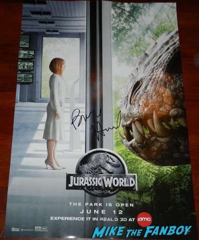 Bryce Dallas Howard signed autograph jurassic world poster character