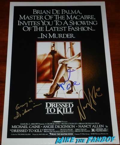 dressed to kill signed autograph poster nancy allen michael caine angie dickinson