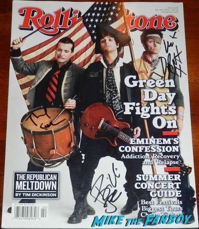 green day signed autograph rolling stone magazine tre col billie joe armstrong 