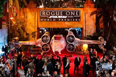 HOLLYWOOD, CA - DECEMBER 10:  A view of the atmosphere at The World Premiere of Lucasfilm's highly anticipated, first-ever, standalone Star Wars adventure, "Rogue One: A Star Wars Story" at the Pantages Theatre on December 10, 2016 in Hollywood, California.  (Photo by Rich Polk/Getty Images for Disney)