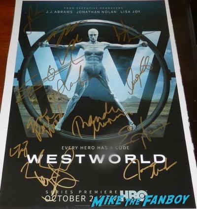 westworld cast signed autograph poster psa evan rachel wood ed harris 
