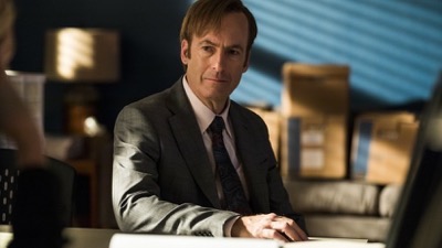 Bob Odenkirk as Jimmy McGill and Rhea Seehorn as Kim Wexler - Better Call Saul _ Season 2, Episode 1 - Photo Credit: Ursula Coyote/Sony Pictures Television/AMC