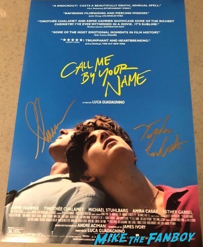 Call Me By Your Name signed autograph poster Armie Hammer Timothée Chalamet PSA