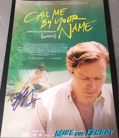Timothée Chalamet Signed Autograph call me by your name poster PSA 