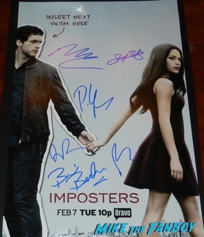 Imposters signed autograph poster Inbar Lavi, Rob Heaps, Parker Young, Marianne Rendon, Stephen Bishop, and Brian Benben meeting fans 36