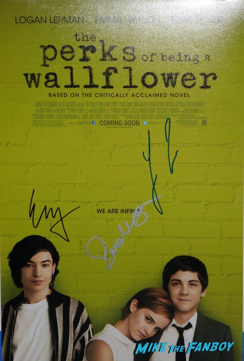 ezra miller signed autograph The Perks of Being a Wallflower poster psa logan lehrman 