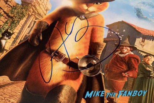 Antonio Banderas signed puss in boots poster