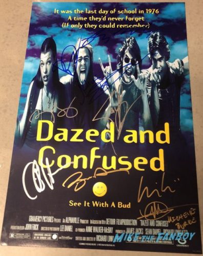 dazed and confused signed poster Wiley Wiggins Michelle Burke with fans signing autographs 0034