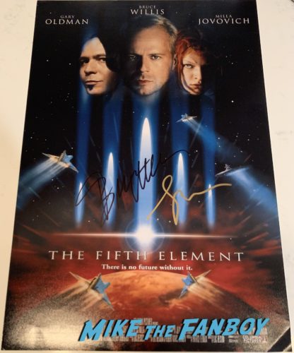 gary oldman signed autograph fifth element poster signature bruce willis 